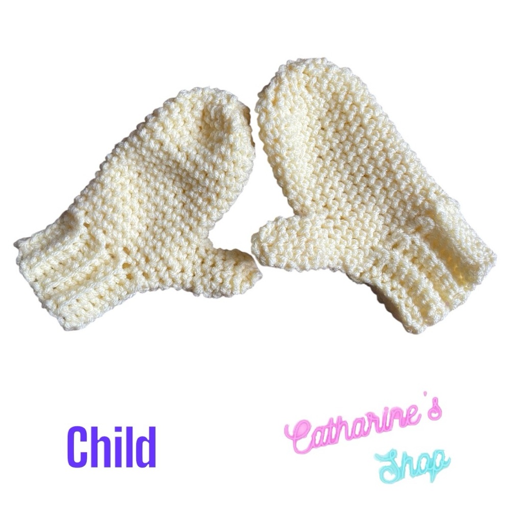 Crocheted Children’s Mittens - Light Yellow